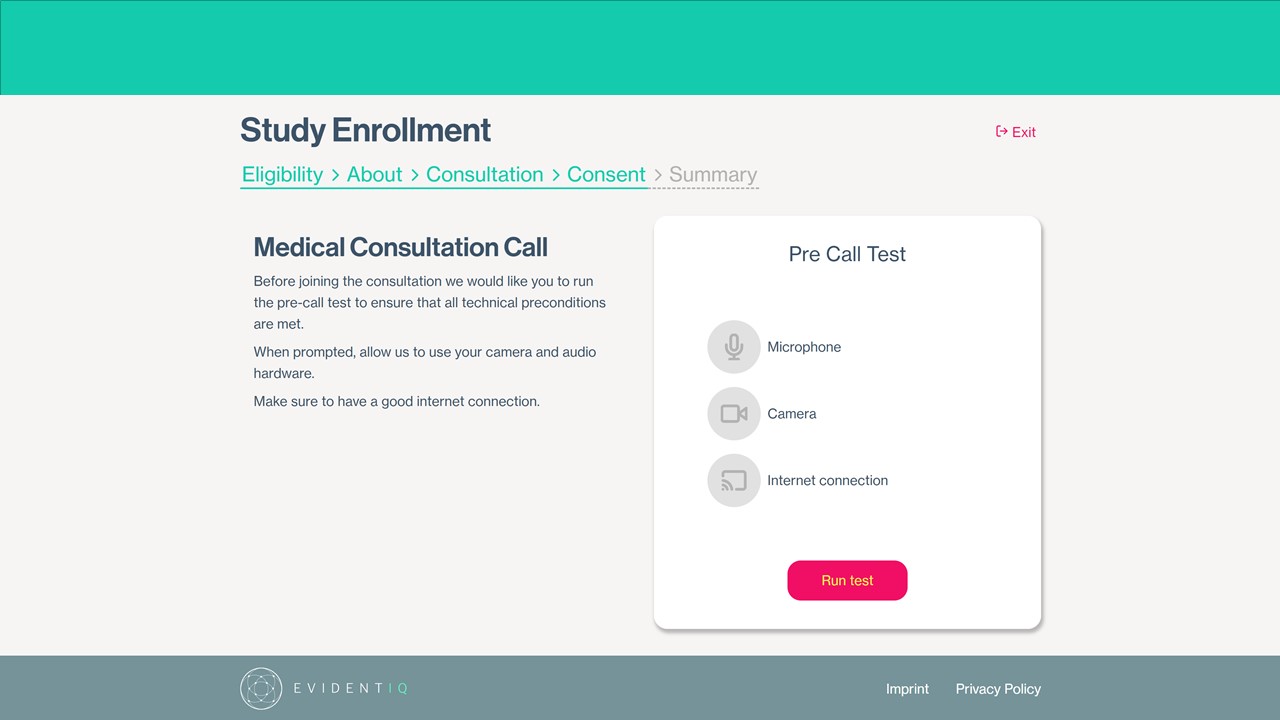 screenshot of EvidentIQ eConsent